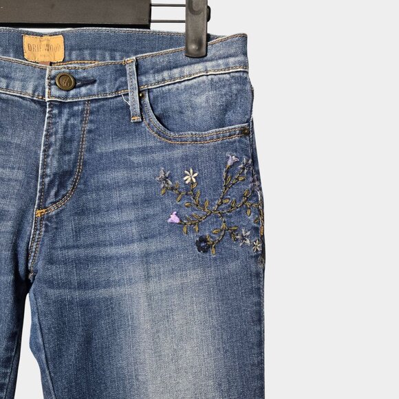 DRIFTWOOD Eva Classic Fit Bootcut Floral Embroidered Jeans 26 Boho Streetwear - Picture 3 of 14